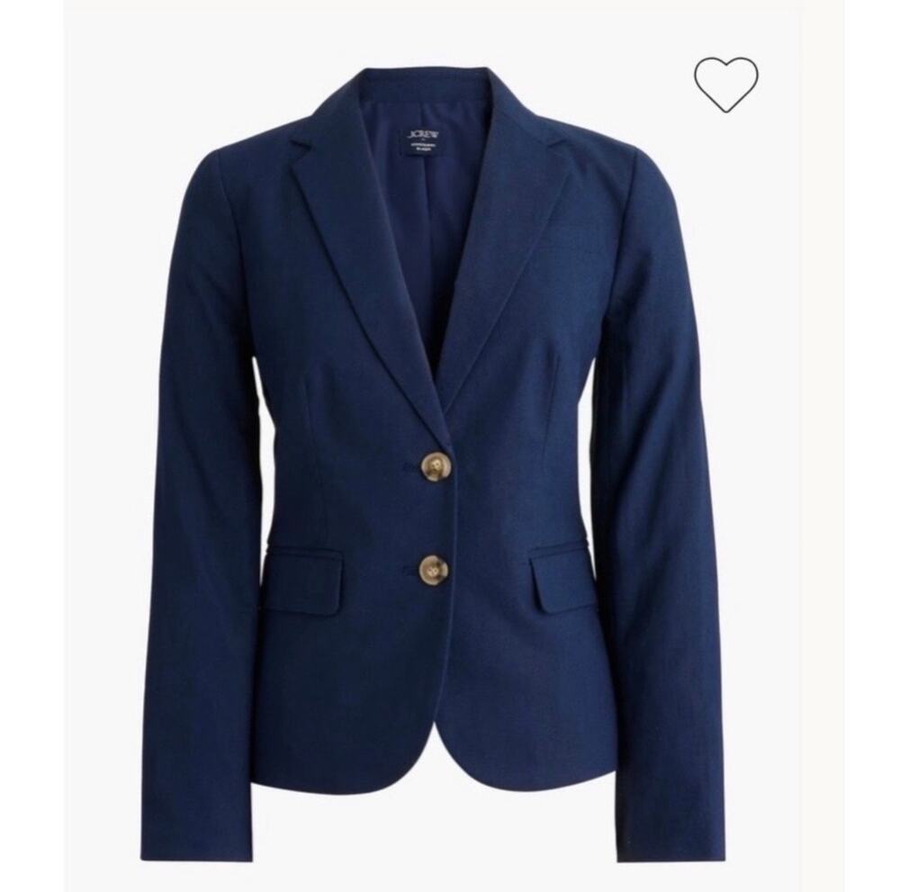 J. Crew Women's Linen-Blend Schoolboy Blazer Coat Long Sleeve Blue Size 10 NWT
